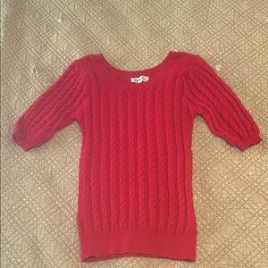 Women’s Large Vine & Love Red Cable Knit Sweater